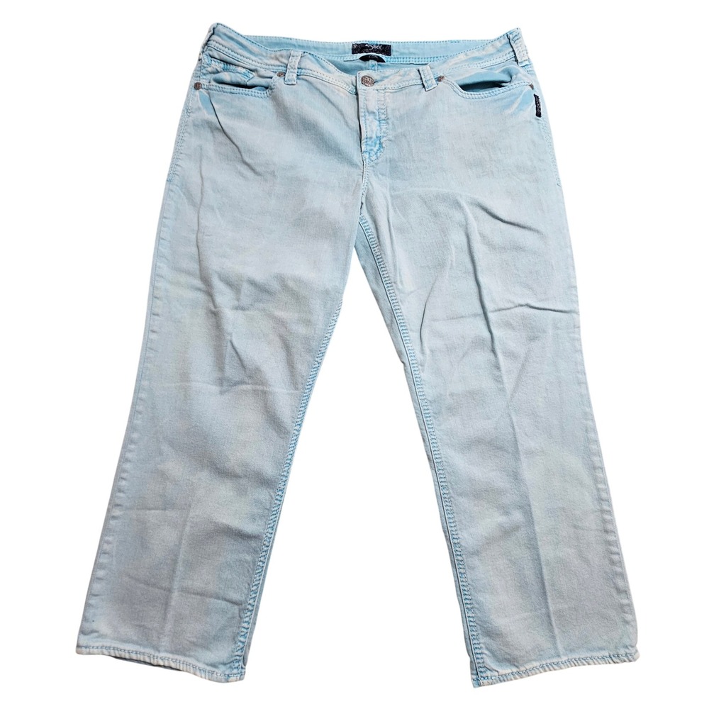 Silver Jeans Co. Suki Capri Women 18 Light Blue Embroidered Mid Rise Denim